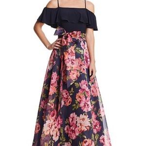 BRAND NEW NWT ELIZA J floral cold shoulder gown